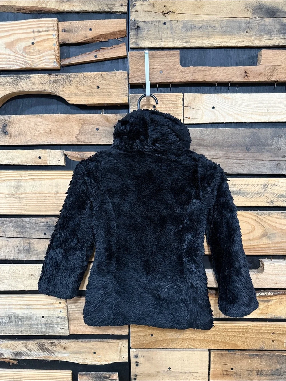 Patagonia Pelage Black Faux Fur Jacket Girls XS (5-6) Cozy Warm Fluffy Soft
